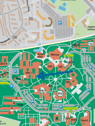 Ausschnitt Campusplan der Universität Bayreuth.